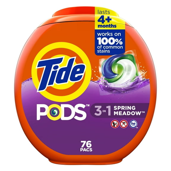 Tide Spring Meadow PODS 3in1 Liquid Laundry Detergent Pacs, 76-Count
