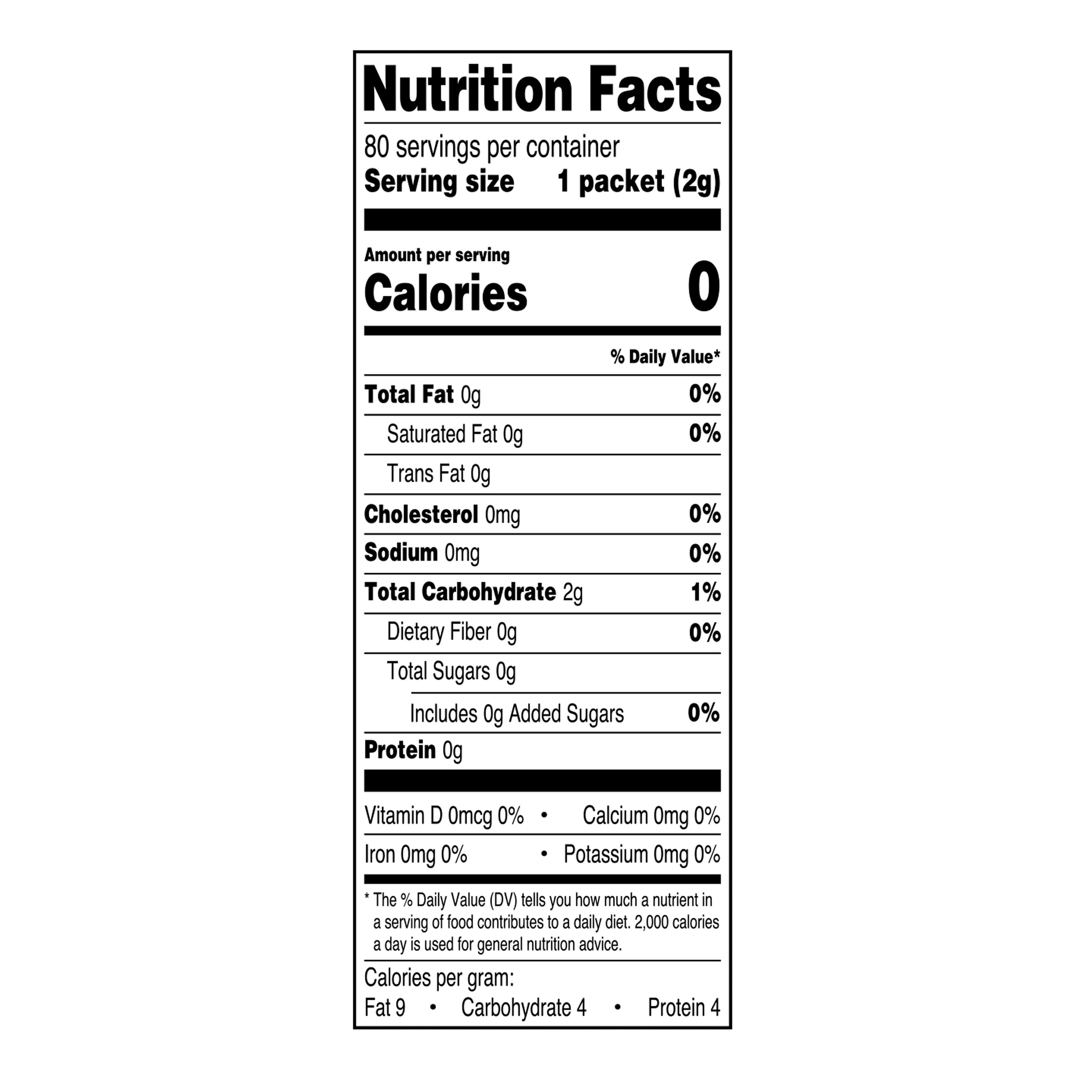 Great Value No Calorie Stevia Packets, 80 Count - image 3 of 8