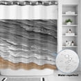 thumbnail image 4 of No Hook Shower Curtain with Built-in Rings - Beach Sea Wave Washable Waterproof Fabric Bathroom Curtains for Hotel,Rentals, 66 X 72 Inch Long , Coastal Ocean Gray, 4 of 9