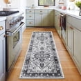 thumbnail image 2 of Yesurprise 1150Gsm 350Gsm Velvet Weight Pearl Velvet Washed Back Folded Printed Area Rugs - Persian Homage Dark Grey - 2x6ft (61x183cm), 2 of 7