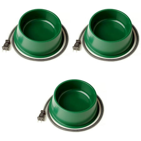 Farm Innovators 1 Quart Electric Heated Pet Water Bowl, Green (3 Pack)