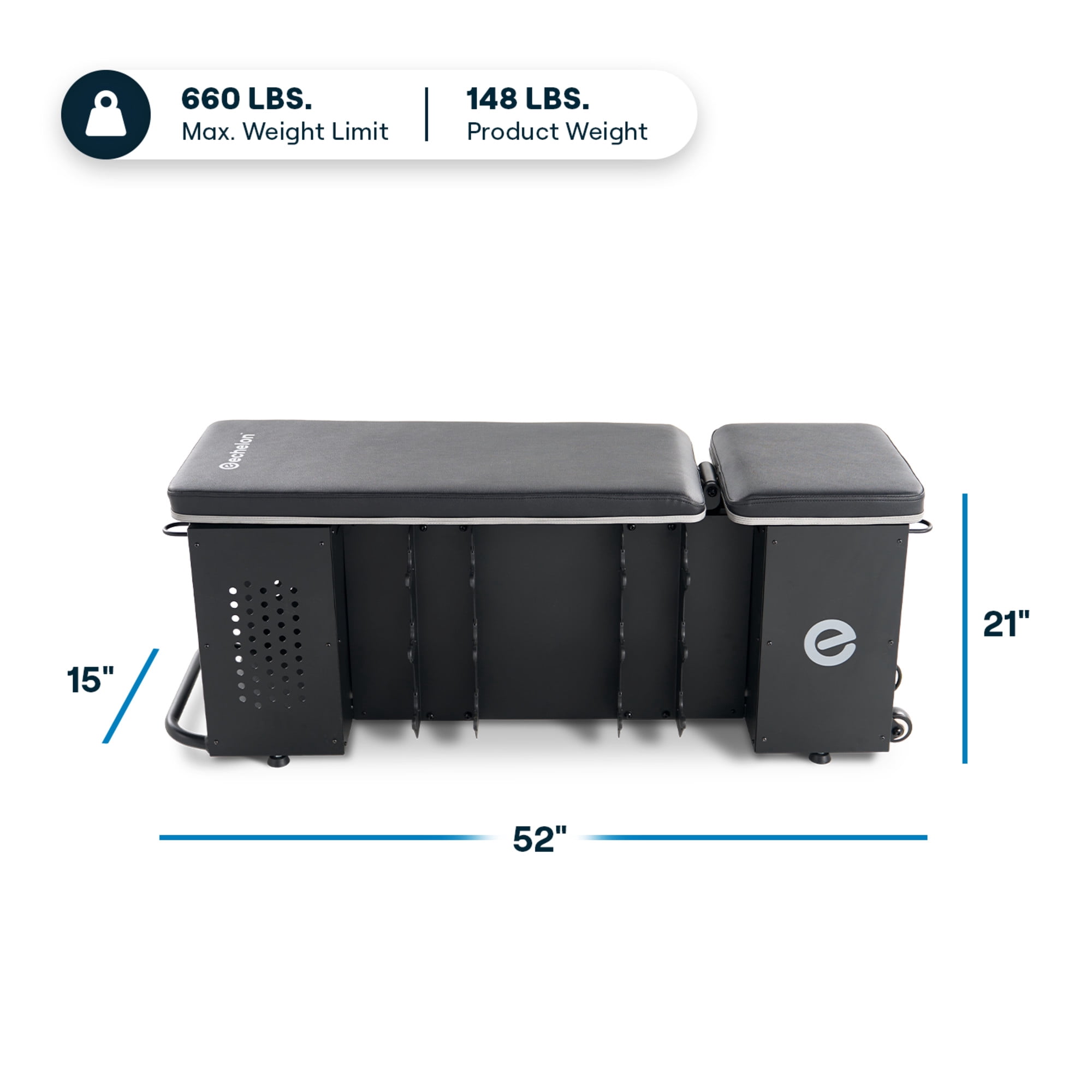 Echelon Adjustable Weight Bench with 6-Position Backrest & Dumbbell Storage
