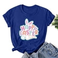 thumbnail image 2 of Savings Easter Womens Short Sleeve Shirts Casual Round Neck Cute Print Tee Summer Lightweight Pullover Tops (2XL, B Blue), 2 of 3
