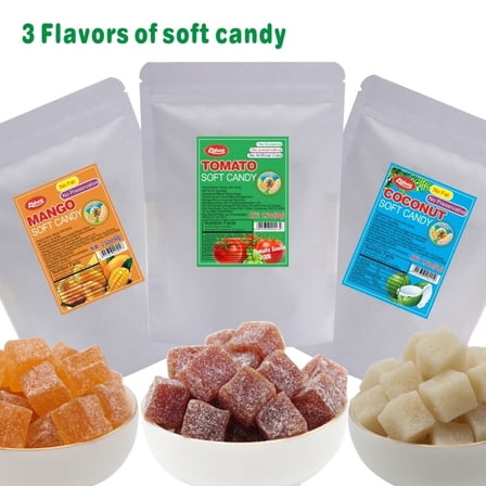 (3 pack) Soft Chewy Candy,3 Flavors Snack Party Fun Size,Halloween Christmas Candy,Gift Bags, Sprinkles ,2.12oz Bag