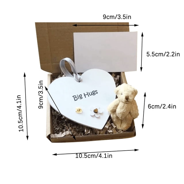 Gran Oso de Peluche en Forma de Corazón de Madera Bolsillo Oso de Peluche Abrazo Regalo Mini Oso de Peluche