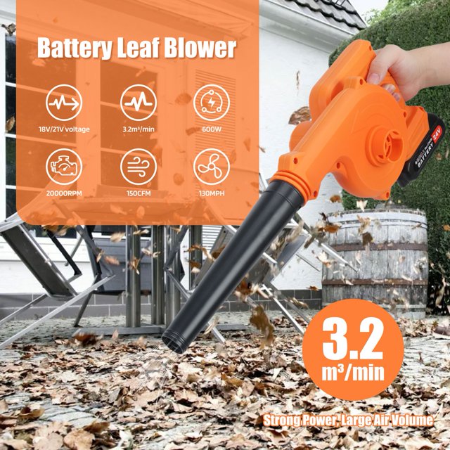 Andvari Cordless Leaf Blower 2-in-1, 20V Battery Powered Lawn Tool with Snow Blowing Function (2 Batteries)