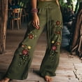 thumbnail image 2 of Wide Leg Pants for Women Boho Floral Palazzo Pants High Waist Bohemian Flowy Lounge Trousers Green S, 2 of 3