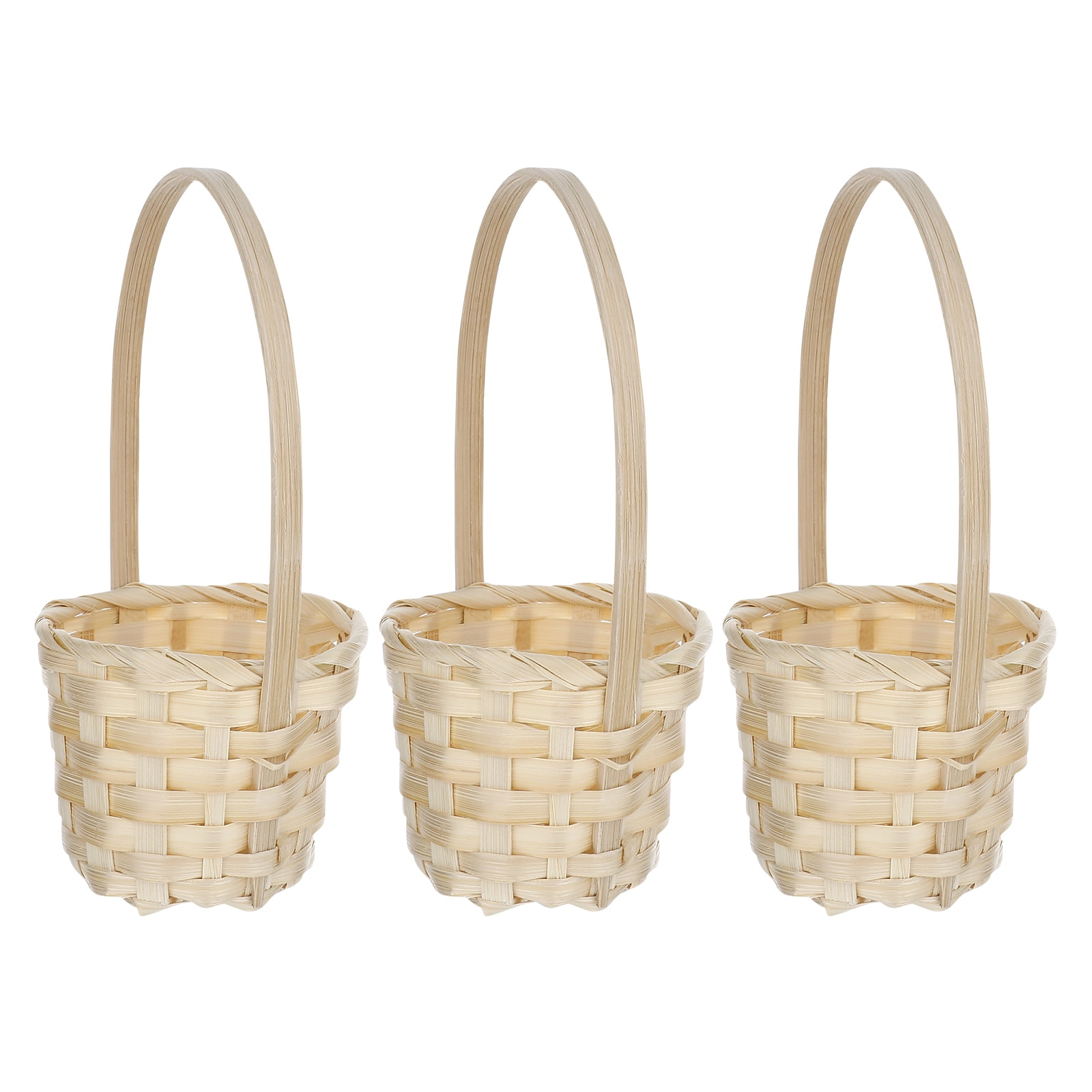 5pcs Bamboo Weaving Baskets Empty Flower Baskets Wedding Flower Girl