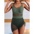 thumbnail image 4 of Women One-Piece Swim Dress Tummy Control Swimsuits Slimming Mesh Sheer Sarong Wraps Bathing Suit Green L, 4 of 7