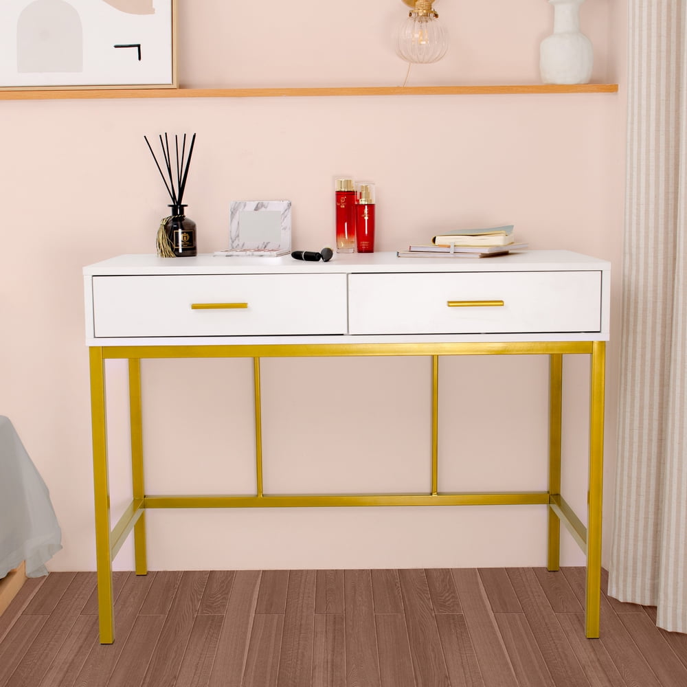Lowestbes Dimmable Lights Makeup Table, Vanity Table with Single Mirror and Two Drawer Lowestbes Dimmable Lights Makeup Table, Vanity Table with Single Mirror and Two Drawer