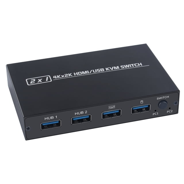 Conmutador KVM AIMOS AM-KVM 201CL 2-en-1 HDMI / USB KVM Switch Soporte HD 2K * 4K 2 Hosts Comparten 1 Conjunto de Monitor / Teclado y Mouse AIMOS Conmutador KVM