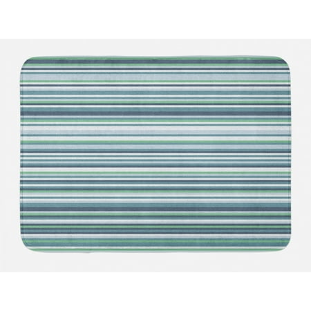 Teal Kitchen Mat Striped Bath Mat, Abstract Narrow Bands Group of Long Same Bars Vintage Geometric Artwork Image Print, Non-Slip Plush Mat Bathroom Kitchen Laundry Room Decor, 29.5 X 17.5 Inches, Teal Blue, Ambesonne ()