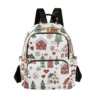 Exnundod Gingerbread House Mini Backpack Purse For Women - Winter Snowman Print Casual Daypack