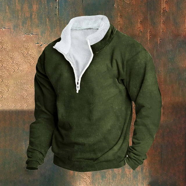 pstuiky camisas de hombre de manga larga, Sudadera con capucha informal para hombre, estilo retro, con cuello alto, cremallera y manga larga, estilo marinero holgado top de hombre xl