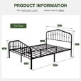 thumbnail image 2 of MUTICOR Full Size Metal Bed Frame with Vintage Headboard and Footboard, Heavy Duty Mattress Foundation with Storage, No Box Spring Needed, Easy Assembly,Black, 2 of 7