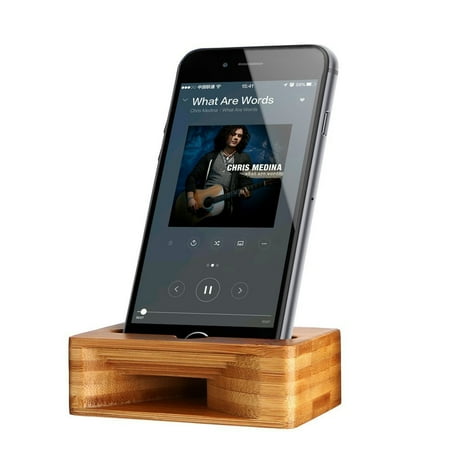 Peroptimist Cell Phone Stand with Sound Amplifier, iPhone Stand Holder Natural Bamboo Wood Phone Dock Stands for Phone XS Max XR 6 6s 7 8 X Plus 5 5s 5c and Android (Best Sound Dock For Android)