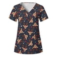 thumbnail image 1 of LSLJS Hauts de Noël pour Femmes Manches Courtes Col en V Uniforme de Travail Infirmier avec Poche, Hauts de Noël, 1 of 4