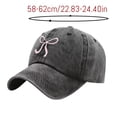 thumbnail image 3 of AirLoni Women Baseball Cap Washed Cotton Bow Embroidered Retro Texture Curved Brim Sun Protection Adjustable Buckle Casual Outdoor Streetwear Sun Hat for Ladies Wine,One Size, 3 of 5