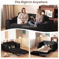 thumbnail image 5 of Corduroy Convertible Sleeper Sofa Bed, Loveseat Couch with Storage Pockets & Pillow for Small Spaces, No-Assembly Floor Sofa for Living Room Bedroom Apartment, Black, 5 of 9