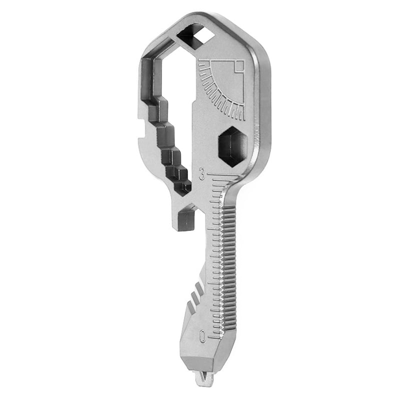 Stainless Steel Multi-Tool Key Shaped Pocket Tool for Keychain w/Bottle Opener 