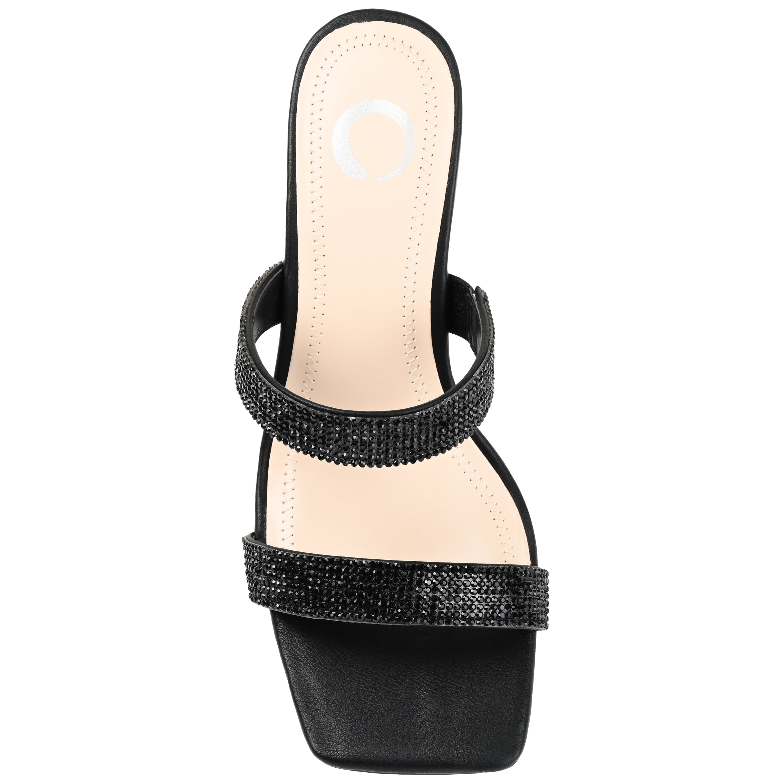 Journee Womens Shandee Rhinestone Detail Block Heel Evening Dress Sandals