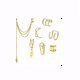 thumbnail image 1 of 7 Clips D Oreja Aretes Trepadore Aretes Largos Dorado, 1 of 5
