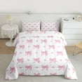 thumbnail image 2 of jejeloiu Kawaii Cartoon Bowknot Queen Comforter Set,Girls Pink Bow Bedding Comforter Set For Girl Kids Reversible 3 Pieces, 2 of 8