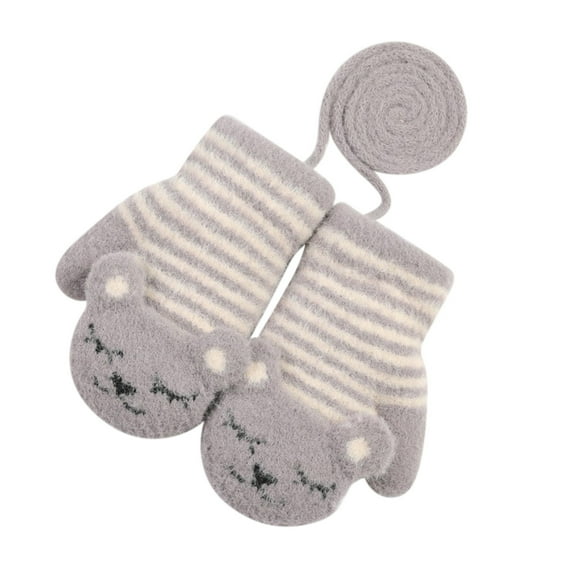 Yanyanz Gloves Mittens, Padded Cute Gloves Windproof Plush Gloves Children's Kids Mitten Baby Warm Gloves, Gloves Gray One Size