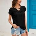 thumbnail image 3 of Valcatch Women's Casual Dressy Short Petal Sleeve Shirts Pleated Fashion Front Key Hole Scoop Neck Floral Print Loose Fit Top, 3 of 7