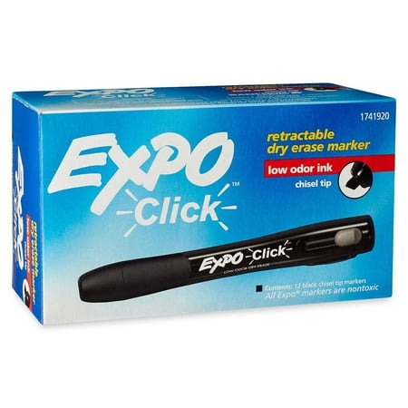 Product of Click Dry Erase Markers, Black (Chisel Tip, 12 ct.) - Erasable Markers [Bulk Savings], GLOBAL PRODUCT TYPE: Markers-Wet/Dry Erase By