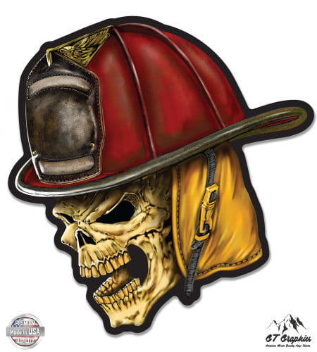 Firefighter Skull Decal Sticker Funny Vinyl Car Window Bumper Truck Laptop 10" 