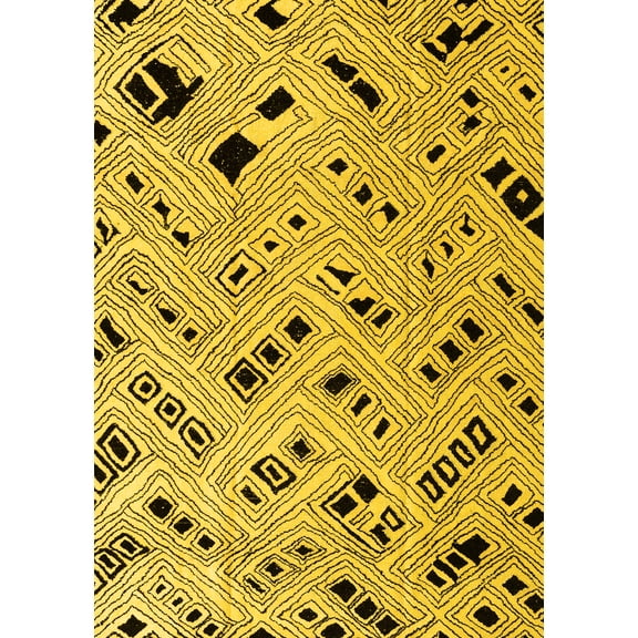 Ahgly Company Indoor Rectangle Abstract Yellow Modern Area Rugs, 2' x 4'