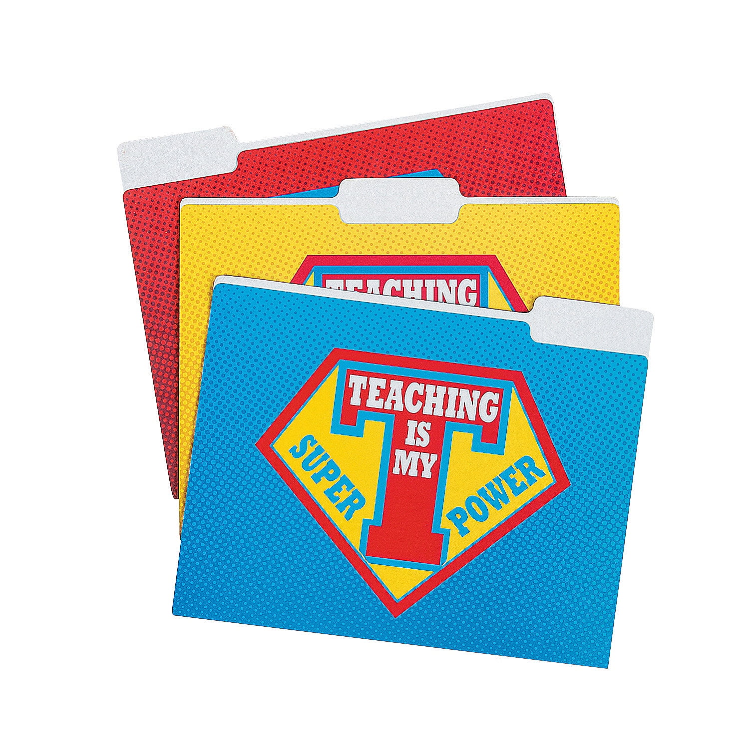 Superhero Teacher Patterned Folders - Stationery - 12 Pieces