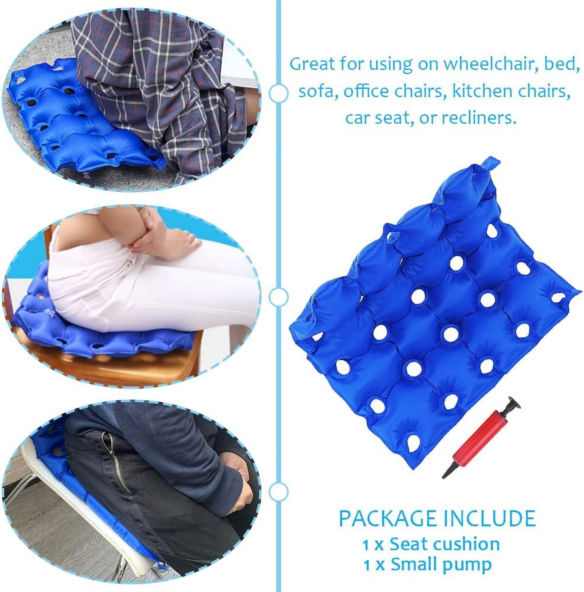Topboutique Wheel Chair Air Cushion Inflatable Seat Mattress Anti Bedsore Prevent Decubitus (Waffle),Inflatable Seat Cushions Ideal for Prolonged Sitting with Pump 17.8 x 17.8 in,Blue