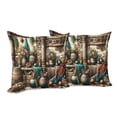 thumbnail image 5 of Ambesonne Rustic Throw Pillow Cover Pack of 2, Grunge Ethnic Vases Objects, 2 Pcs-40"x40", Pale Brown Teal Cinnamon, 5 of 5