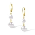 thumbnail image 2 of Lancharmed Gold Plated Stud Earrings,Round Pearl Pendant Earring Sister Gift, 2 of 7