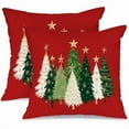 thumbnail image 1 of HAYAN Christmas Pillow Covers 18X18 Set of 2,Watercolor Christmas Tree Stars Decoration Holiday Farmhouse Winter Pillow Case for Sofa Couch Decor（Red） AA231-18-2, 1 of 1
