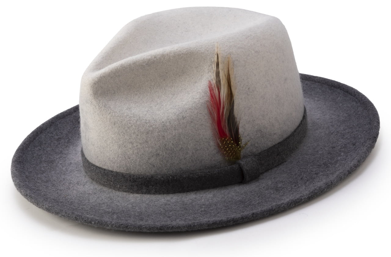 Wide Brim Wool Felt Fedora Dress Hat 
