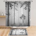 thumbnail image 3 of Autumn Foggy Forest Shower Curtain Fall Nature Misty Pine Tree Cool Woodland Landscape Bathroom Bathtub Curtains Waterproof Fabric Machine Washable Shower Curtain for Bathroom 72"x84", 3 of 6