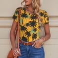 thumbnail image 6 of Vsdgher Hawaii Palms Prinr Short Sleeve Body suit for Womens, Sexy Onesie One Piece Round Neck Bodysuit Shapewear Tummy Control-Medium, 6 of 7