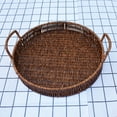 thumbnail image 3 of Cateissary Bandeja tejida hecha a mano, bandejas de almacenamiento con asa, de fruta, cesta de almacenamiento de aperitivos de cocina para Decoración del hogar Goma de flor amarilla 30 cm * 4.5 cm, 3 of 6