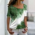 thumbnail image 3 of Gibobby Playera Corte clásico para MujerLas la moda del verano rematan la camiseta floja la impresión las mangas del cuello inclinado(B,G), 3 of 5