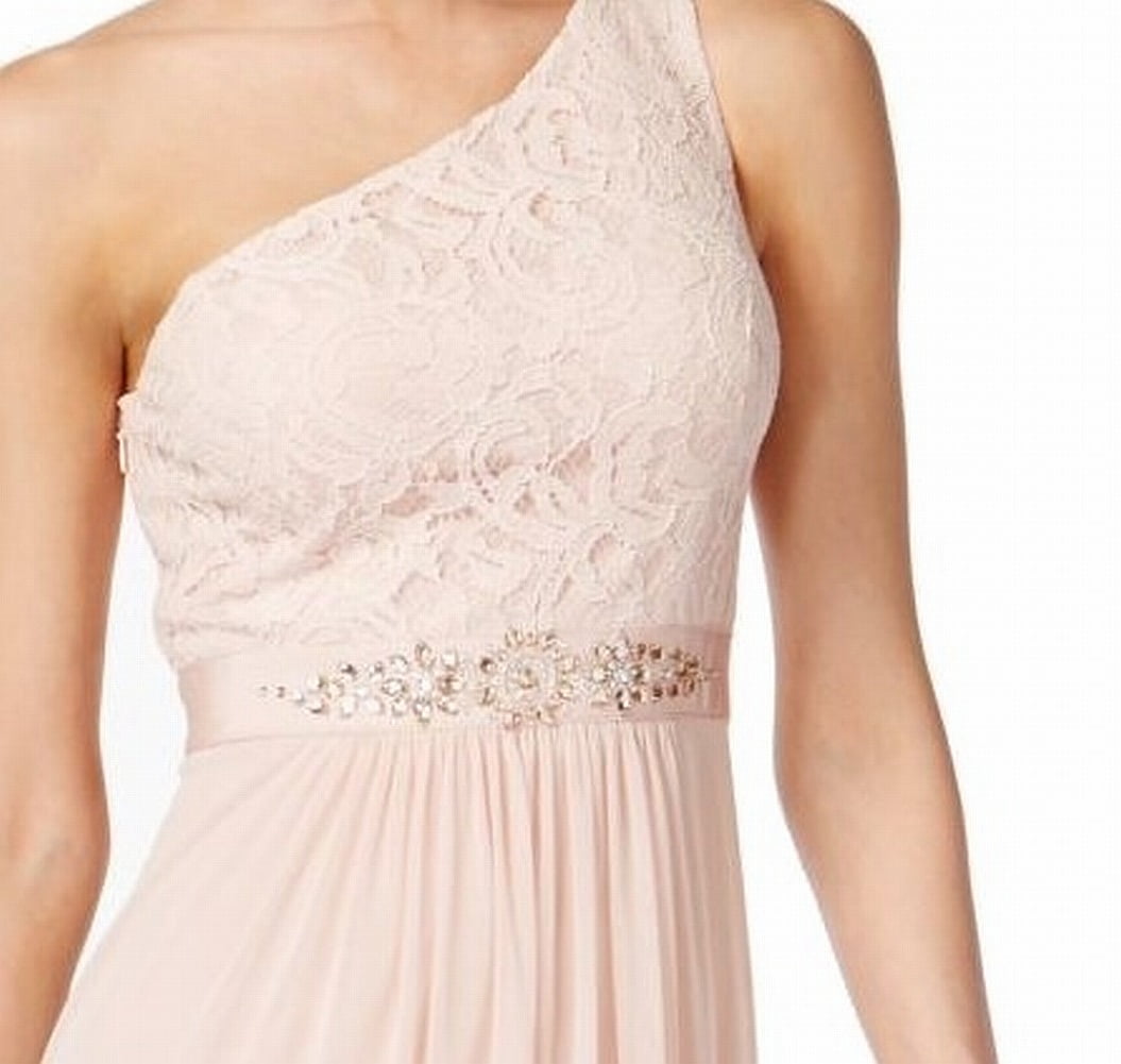 ADRIANNA PAPELL Womens Pink Embellished Gown Sleeveless