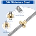 thumbnail image 4 of 2Pcs 280mm Tr8x8 Screw with Brass Nut (Acme Thread, 2mm Pitch, 4 Starts, 8mm), 304 Stainless Steel Screw bar Printer Upgrade Parts with Plastic Packaging Tube, Silver, 4 of 7