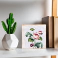 thumbnail image 5 of Lotus Wood Block Sign - Retro Lotus Themed Decor Farmhouse Flower Wooden Box Sign Spring Decor for Home Bedroom Bathroom, Retro Lotus Decoration 5"x5", 5 of 6