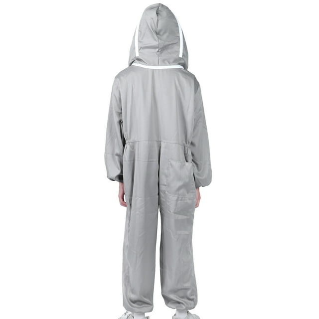 Gray Beekeeping Suit with Dual Zippers, Breathable and Protective Clothes for Beekeepers