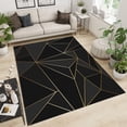 thumbnail image 3 of Light Luxury Black Gold Geometric Stripes Area Rug, Abstract Modern Irregular Pattern Art Indoor Decorative Rugs, Soft Machine Washable Carpet for Living Dining Dorm Room Decor-4x5ft, 3 of 7