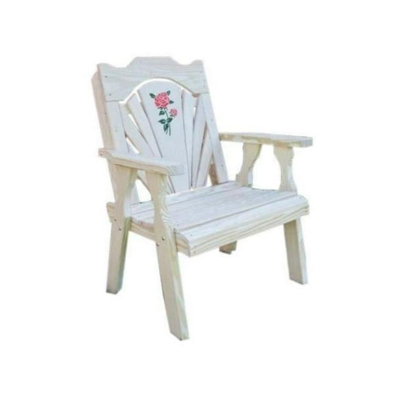 Creekvine Designs FC24FBROSECVD Treated Pine Fanback Patio Chair with Rose Design