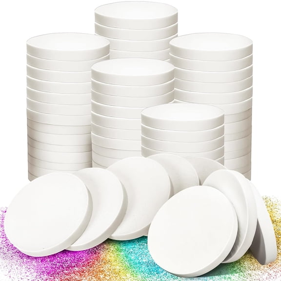 NOGIS 60 PCS White Round Makeup Sponge, Cosmetic Sponge Round Foam Pad Eye Facial Powder Puff, Beauty Makeup Foundation Powder Blender for Women Lady All Skin Types Wet and Dry Dual Use