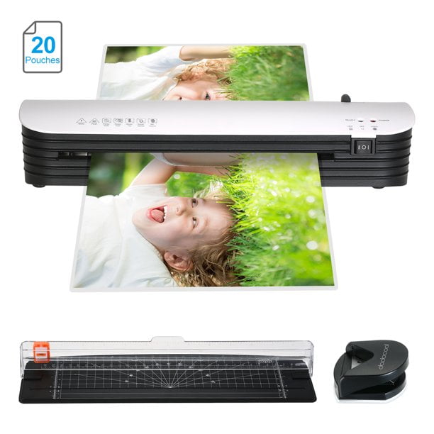 A4 9” inch 4 Roller Pouch Laminator Synergy 230S Hot and Cold Roller Laminator with 20 Assorted Laminating Pouches 